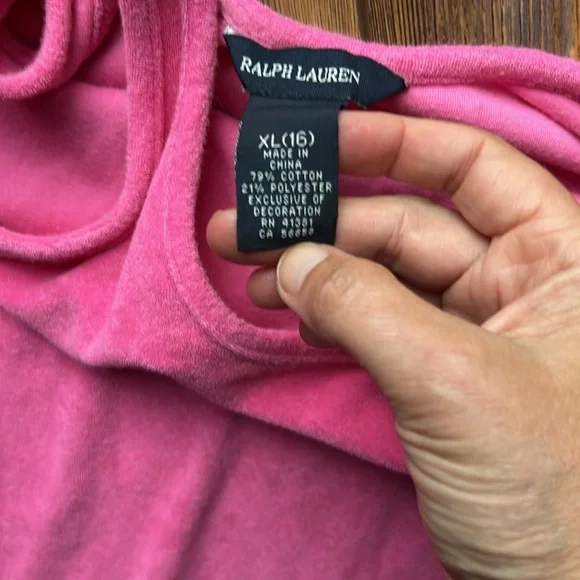 Ralph Lauren Pink Girls (XL)16 Pink Terry Cloth Swimsuit Cover Up - Picture 7 of 7